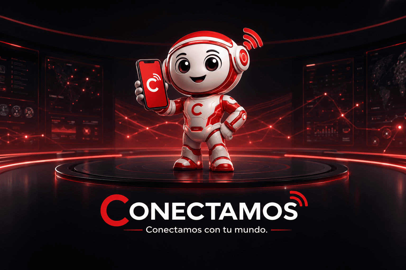 Mascota de CONECTAMOS en el centro de operaciones